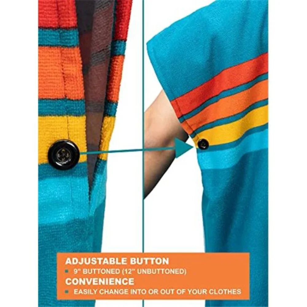 Surf Poncho Changing Robe Hooded Microfiber Quick Dry Towel Beach Swim Men Women